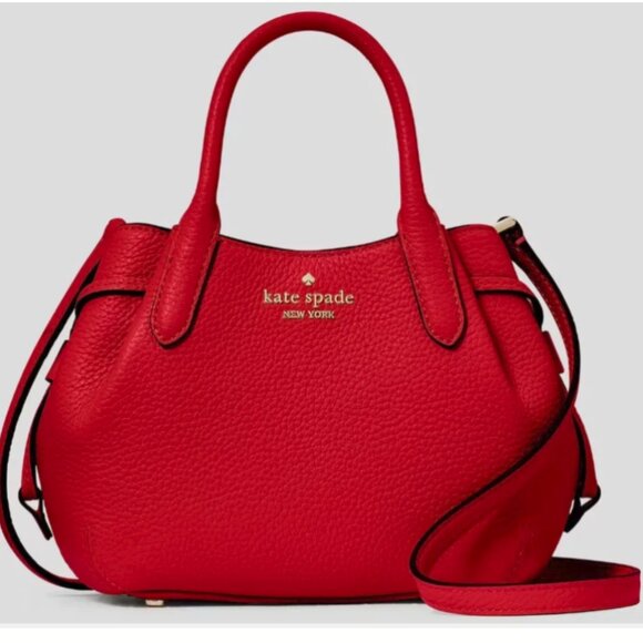 Kate Spade Dumpling Mini Leather Satchel Crossbody in Red Jam KI859 - Picture 3 of 6